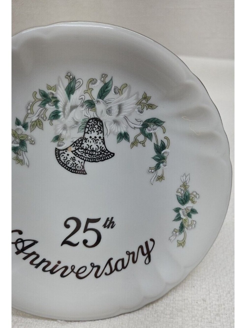 25th Anniversary Pedestal Cake Stand Silver Jubilee Wedding Bells Compote - Picture 11 of 14